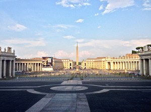 St. Peter's Basilica as the sun goes down.
