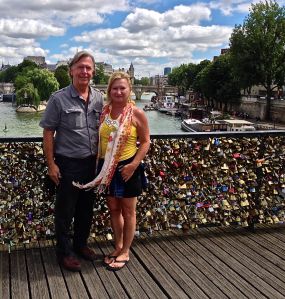 Here we are on the Pont des Arts ( the LOVE BRIDGE)