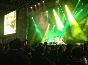First concert on our first day. We have no idea who these girls are, but they all wore big black hats that reminded us of boneheads!
