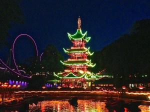 Even the rides (notice the purple roller coaster).