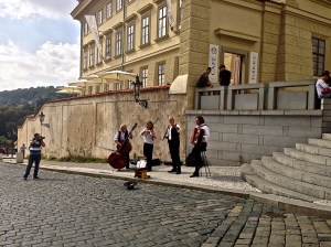 These guys were playing beautiful music for everyone in front of the Palace entrance.