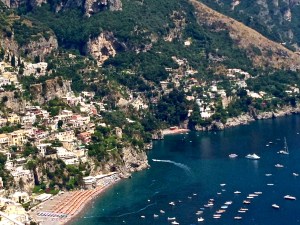 Here is a view of Positano. We stopped along the curvy mountain road, jumped out, took the pic and got back in, just in time.