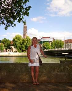 I have a picture of my Aunt Lisel standing in this same place when she was very young, around 1949. So we decided to take the same picture! 