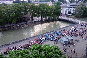 This is the line of people on the other side of the river bank waiting to get in line
