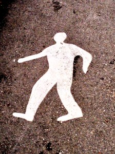 We believe this means "walking path" and that it is not a CRIME SCENE....