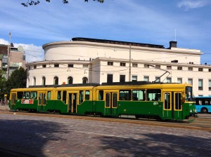 These electric trolley cars are running all over town.
