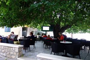 Oh, my, another place to have drinks outside, and with a TV screen in the trees!