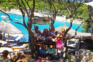 Sittin in tree house.... having a drink! Looks like they were having fun!