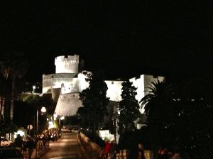 Pretty nighttime view of one of the towers.