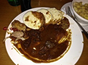 Bread Dumplings in Czech are these, slices of thick white bread and NOT cooked! 