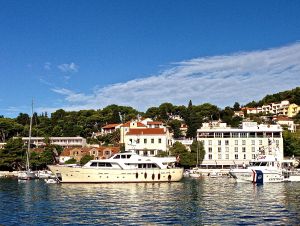 This is a small yacht pulling out for a cruise!