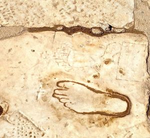 This foot is on Marble Street and tells the story to the men... Enjoy our city, and this is the way to the Brothels! If you don't know what are in the brothels, then go to the Library!