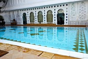 Pool area, very nice. Don't understand how they can have a marble tile bottom and walls in the pool. Maybe b/c of the good climate?