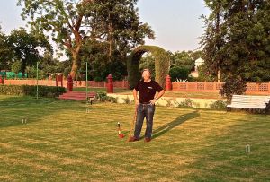 See... we are relaxing... Norm lost at Croquet! But we had fun!