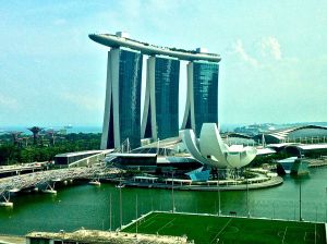 What a view from our room! This is Marina Bay Sands. Ku De Ta restaurant is on the top of this.