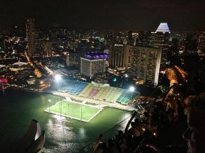 This soccer field is suspended above the water. Guess you lose your ball if you kick it to far!