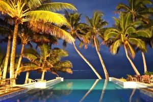 This is our view from our fist dinner at the Little Polynesian!