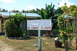 These signs are posted everywhere in Aitutaki!