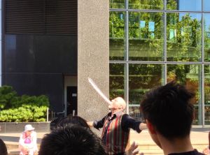 One of the street performers that swallows balloons!