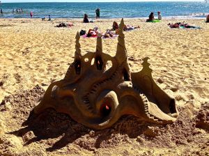 Beautiful artwork on the beach, with real fire!