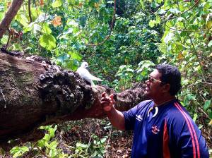 Our boat driver messin' with the native birds on survivor island. 