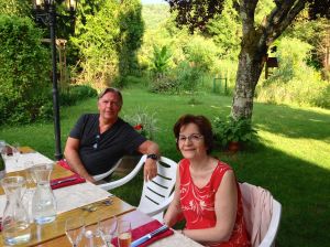 Norm and Lina in the Le Source Garden.