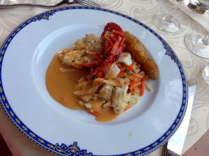 Whitefish dinner topped with crayfish! AMAZING!!!