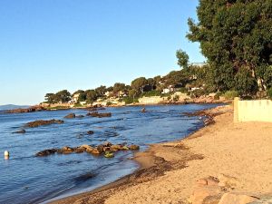 A rare sand beach on the French Riviera at St. Raphael.