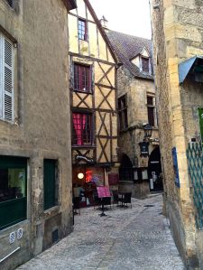 A timbered building in the old town of Sarlat. 