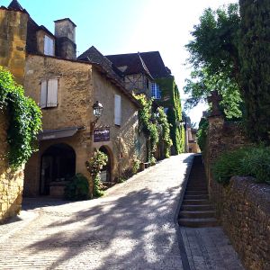A quaint street scene in Sarlat. 