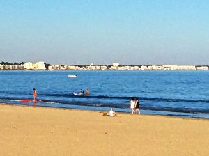 Evening was coming rapidly when we snapped this photo on the beach at La Baule.