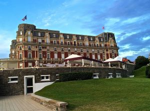 Hotel de Palais built by Napoleon for his wife Eugenie. Now a very expensive hotel on the beach at Biarritz.