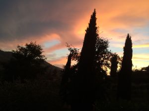 A beautiful Chianti (Tuscan) sunset from our patio in Greti.