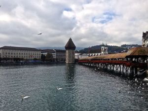 The bridge in Lucerne. Oldest wooden bridge in Europe. Second most photographed sight in Switzerland. 
